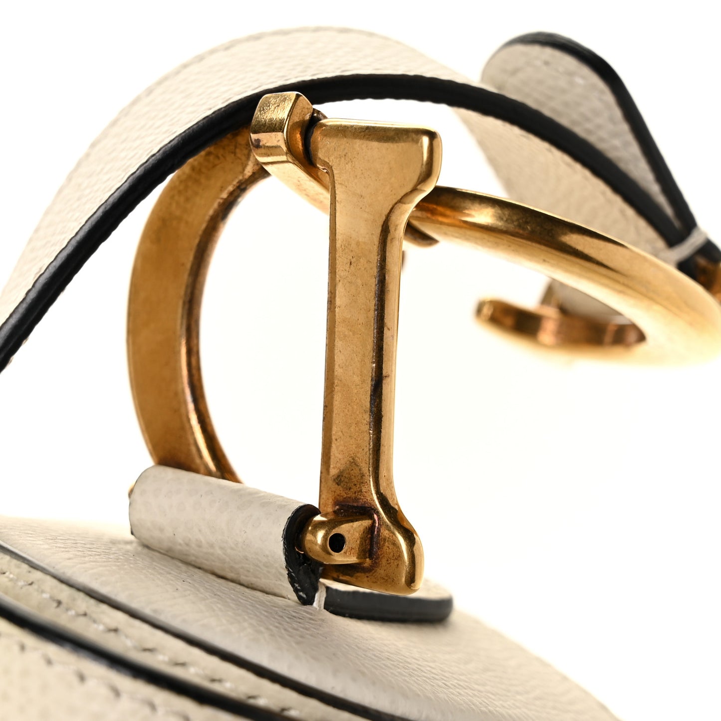 Grained Calfskin Saddle Bag White