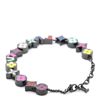 Louis Vuitton Metal Enamel Monogram Party Bracelet Black Multicolor 3 of 5