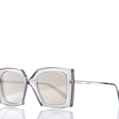 Chanel 18K White Gold Mirror Square Sunglasses 6051 Gray 7 of 8