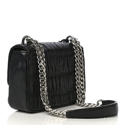 Prada Nappa Gaufre Small Sound Chain Flap Shoulder Bag Black 3 of 14