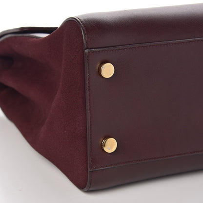 Saint Laurent Calfskin Crocodile Embossed Medium Moujik Top Handle Bag Amarena 16 of 17