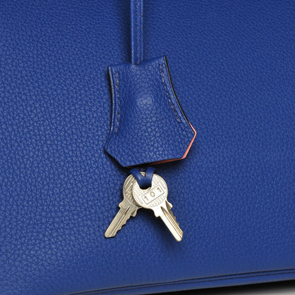 Hermes Togo Horseshoe Birkin 30 Bleu Electrique Rose Lipstick 12 of 29