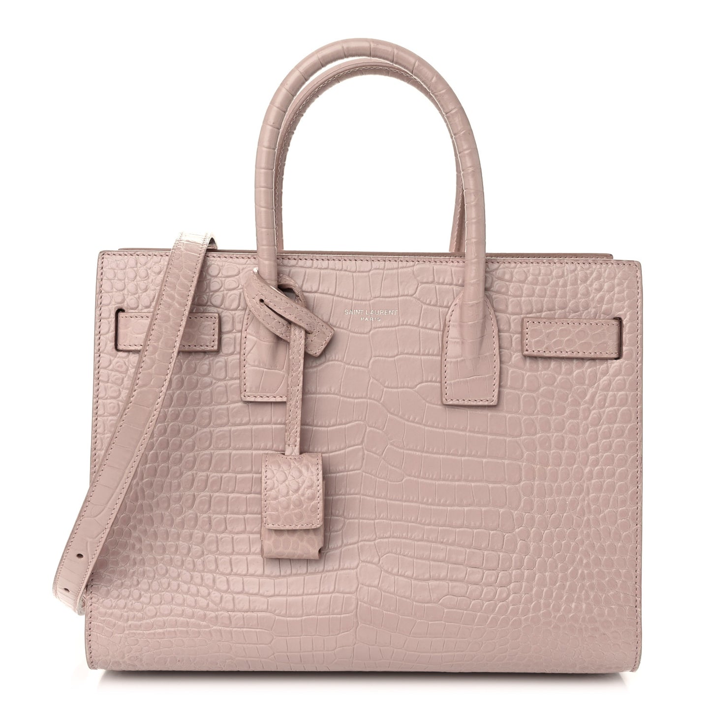 Calfskin Crocodile Embossed Baby Sac De Jour Rose Antic