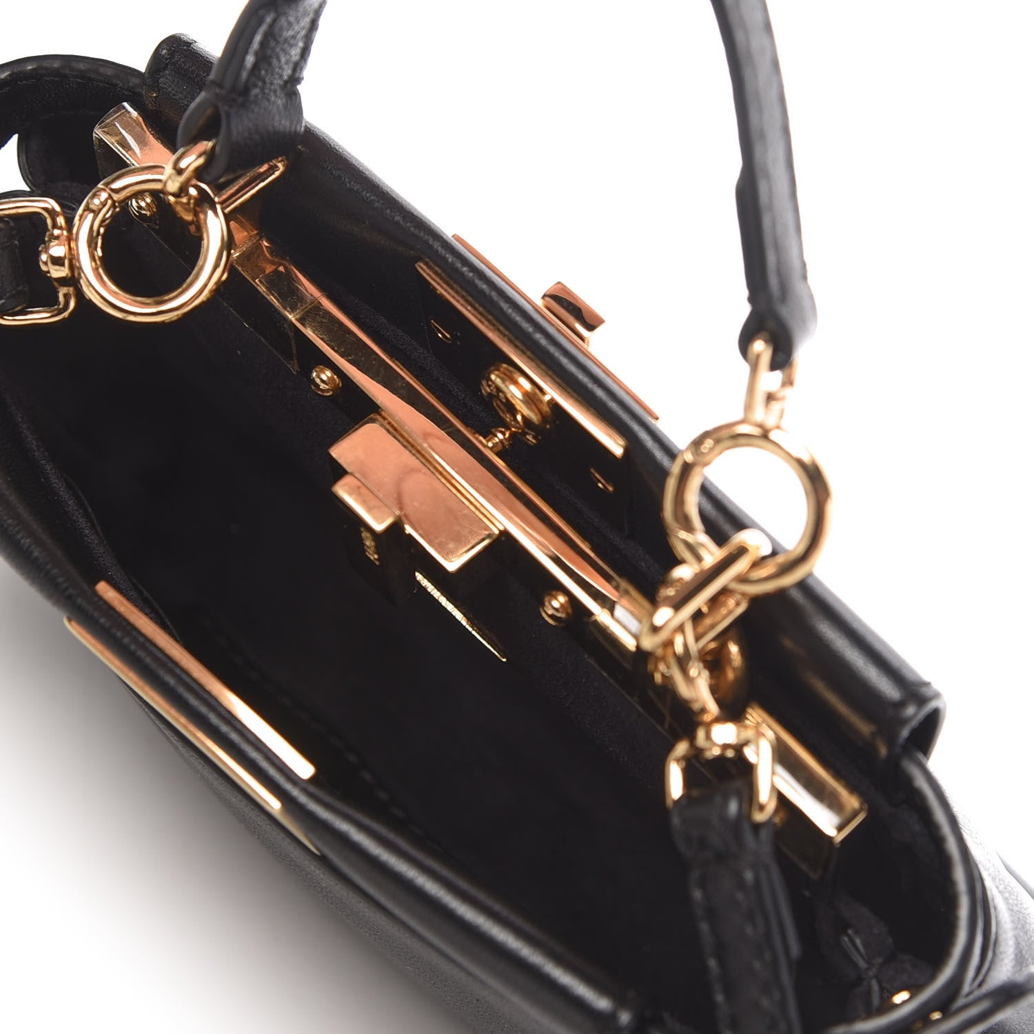 Fendi Nappa Micro Peekaboo Iconic Satchel Black 5 of 9