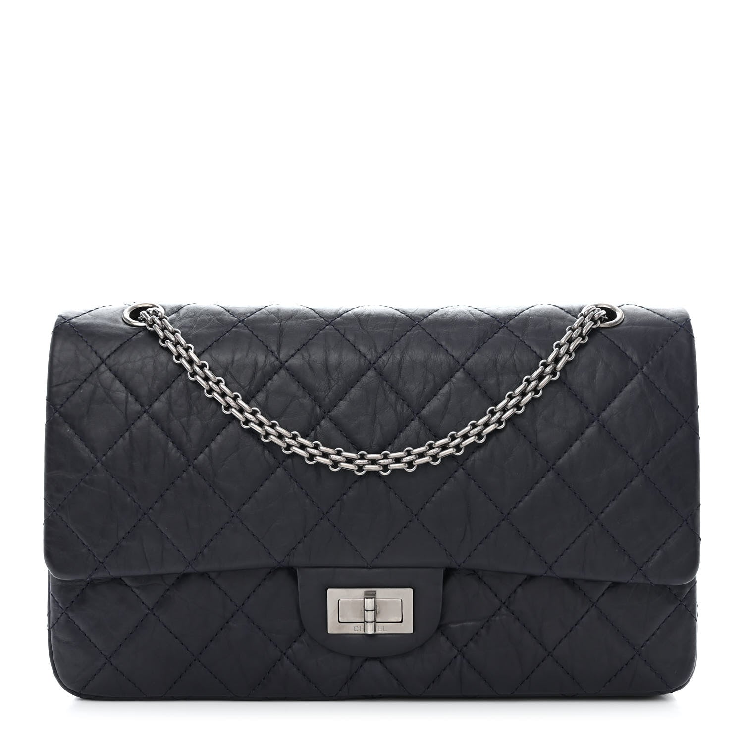 Chanel Aged Calfskin Quilted 2.55 Reissue 227 Flap Navy Blue 1 of 12