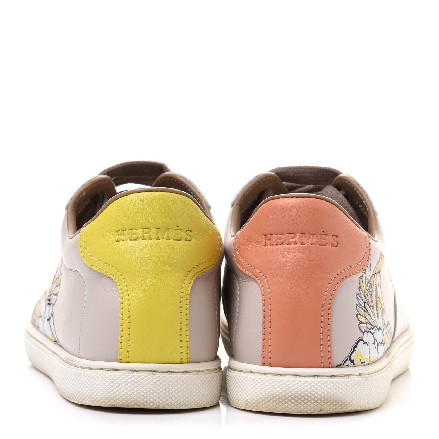 Hermes Calfskin Pegase Pop Quicker Sneakers 37 Beige Multicolor 4 of 12
