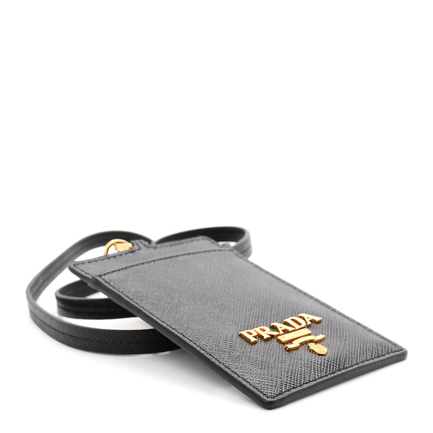 Prada Vitello Move Triangle Lanyard Card Case Black 4 of 6