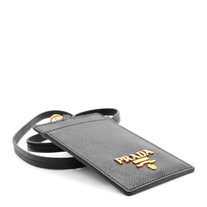 Prada Vitello Move Triangle Lanyard Card Case Black 4 of 6