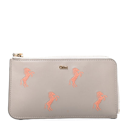 Chloe Smooth Calfskin Little Horses Embroidered Medium Signature Wallet Pastel Grey 1 of 5