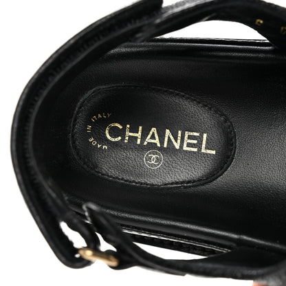 Chanel Grained Calfskin Velcro Dad Sandals 36 Black 7 of 8