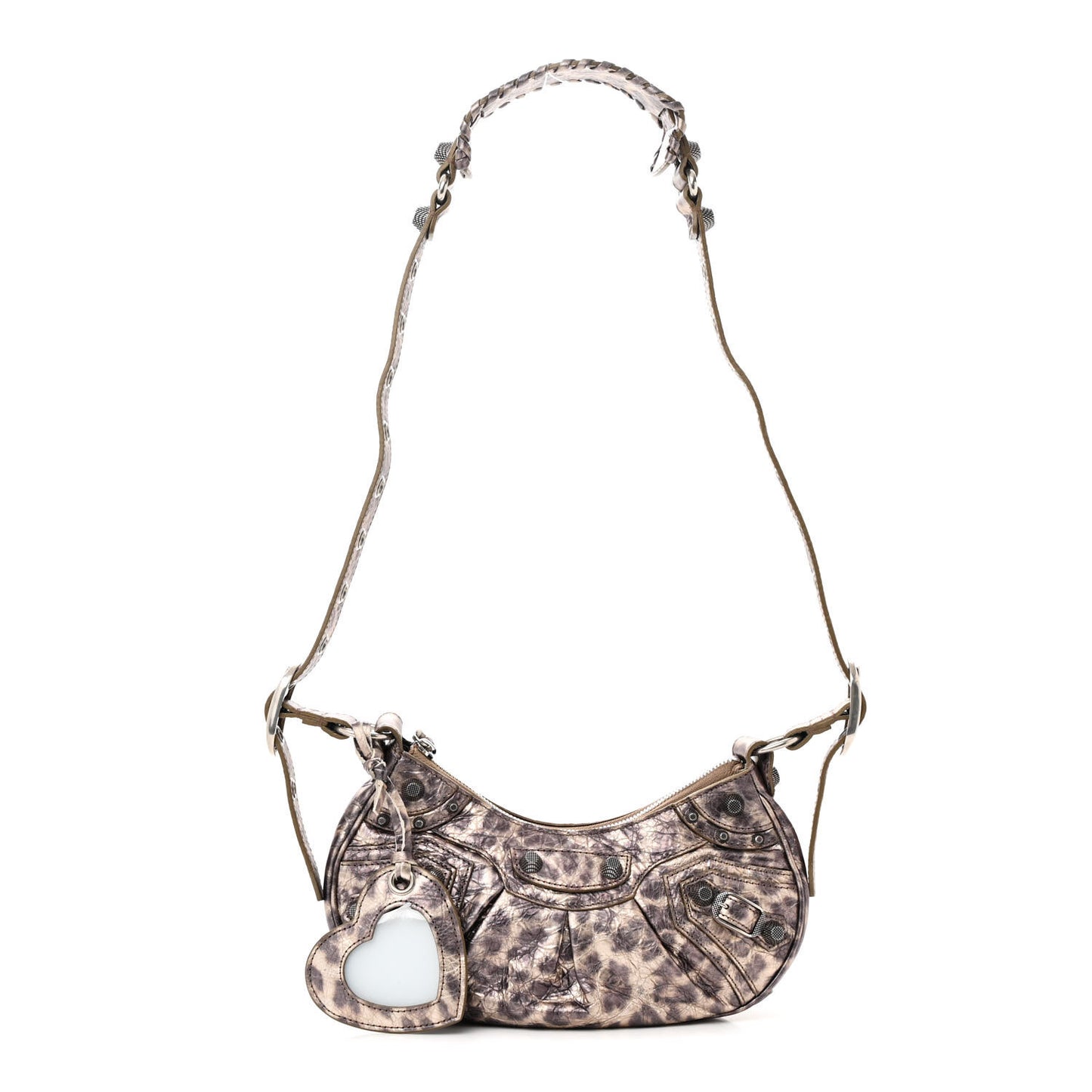 Metallic Agneau Arena Leopard Le Cagole Shoulder Bag XS Brown