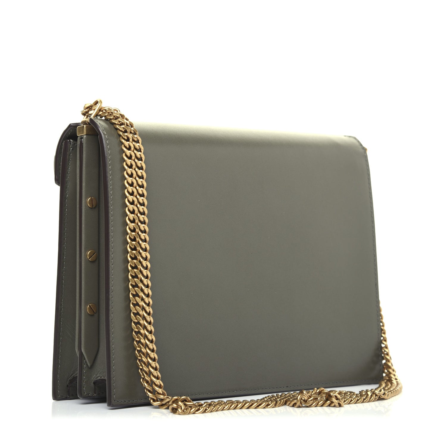 Smooth Calfskin Suede Monogram Cassandra Clasp Bag Olive Green
