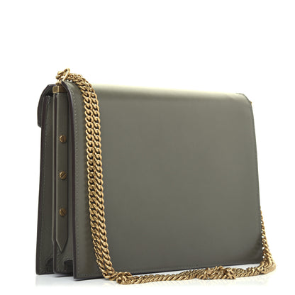 Saint Laurent Smooth Calfskin Suede Monogram Cassandra Clasp Bag Olive Green 3 of 14