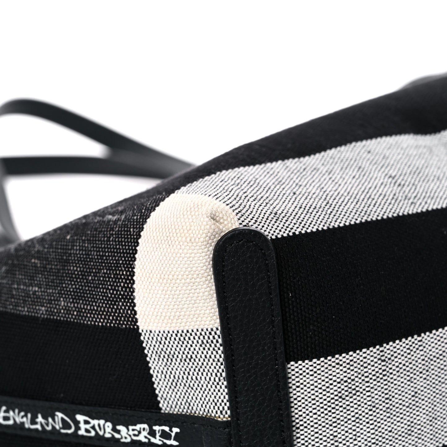 Coated Canvas Mega Check Large Reversible Doodle Tote Black White