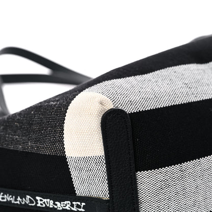 Burberry Coated Canvas Mega Check Large Reversible Doodle Tote Black White 14 of 17