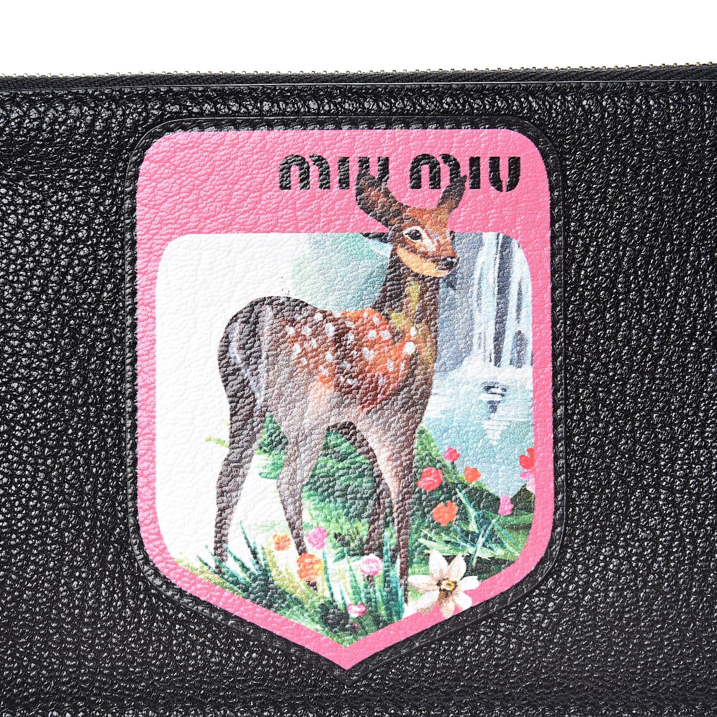 Goatskin Madras Blason Print Zip Envelope Black