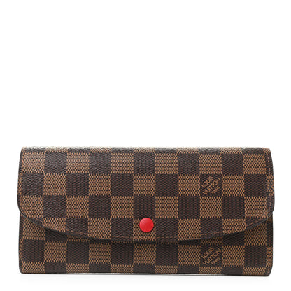 Louis Vuitton Damier Ebene Emilie Wallet Red 1 of 7