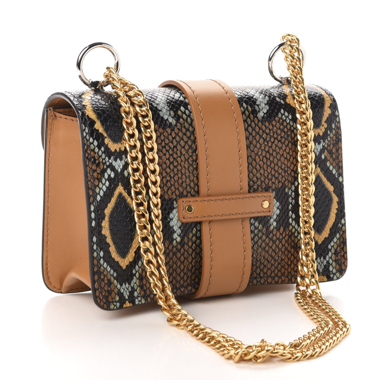 Chloe Python Embossed Shiny Calfskin Mini Aby Chain Shoulder Bag Faded Blue 3 of 10