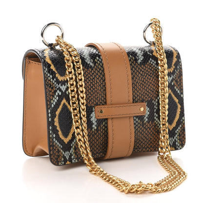 Chloe Python Embossed Shiny Calfskin Mini Aby Chain Shoulder Bag Faded Blue 3 of 10