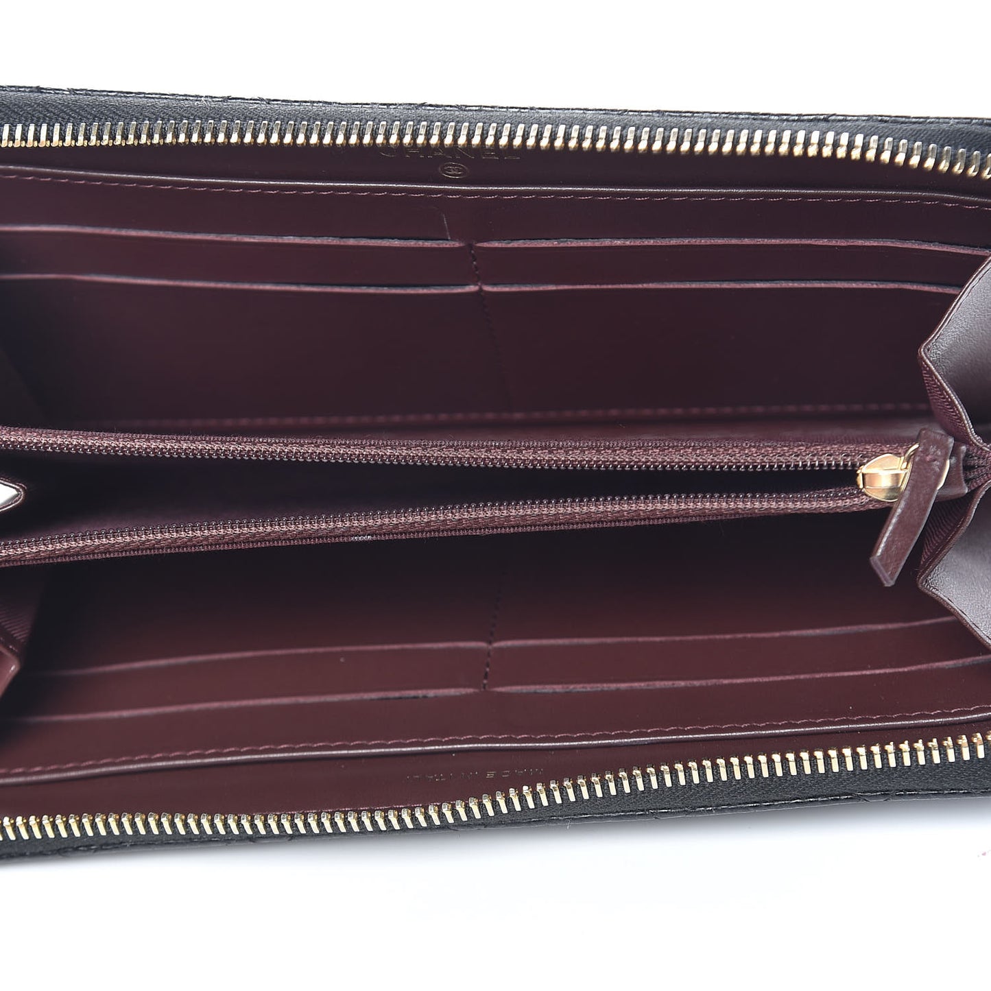 Caviar Quilted Large Gusset Zip Around Wallet Black