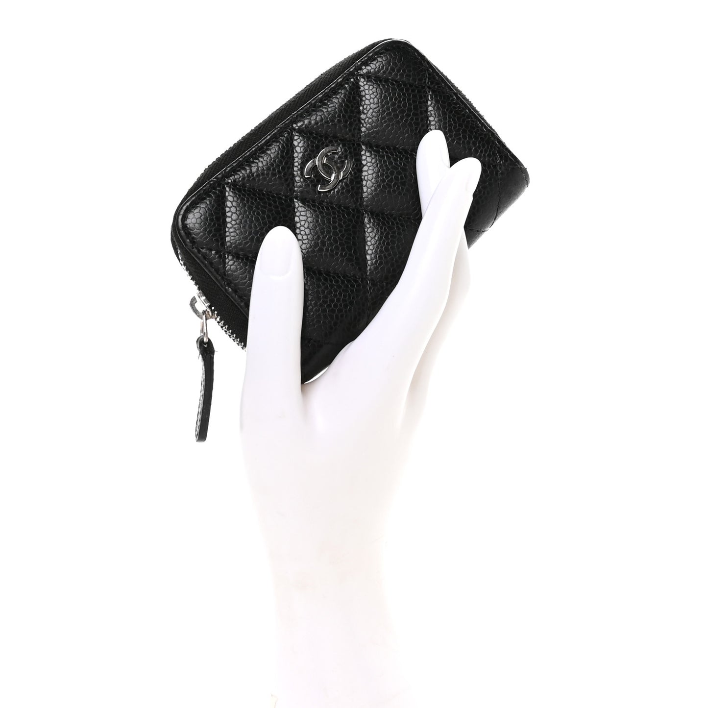 Caviar Quilted Zip Coin Purse Black