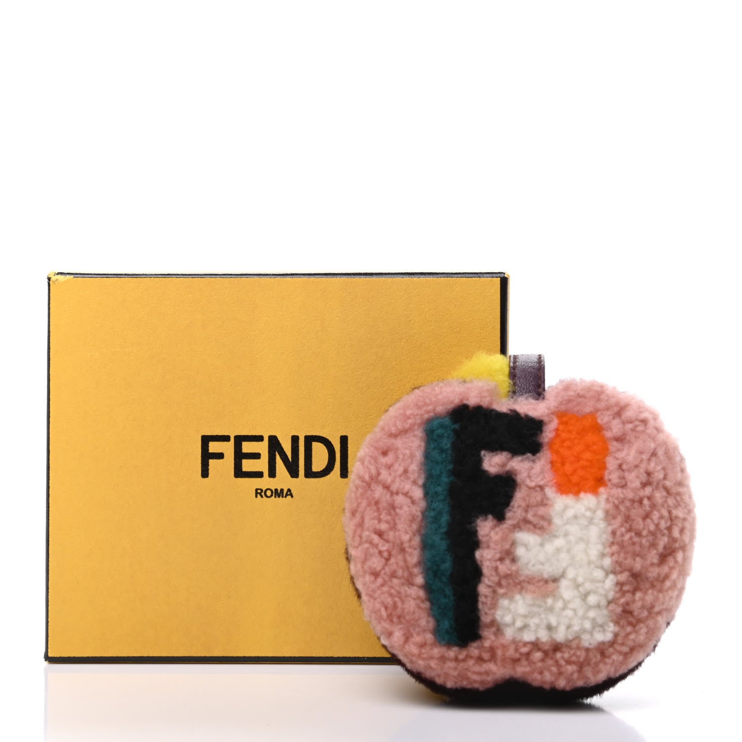 Fendi Shearling Lambskin Calf Hair Apple Bag Charm Bois De Rose Multicolor 5 of 5