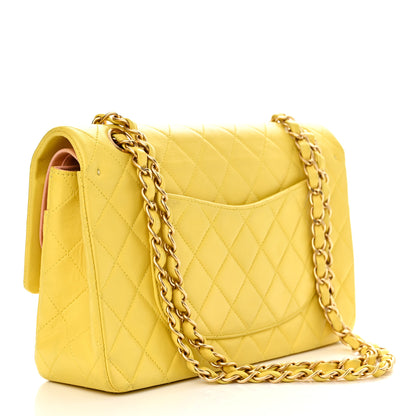 Chanel Lambskin Quilted Medium Double Flap Yellow Pink 3 of 16