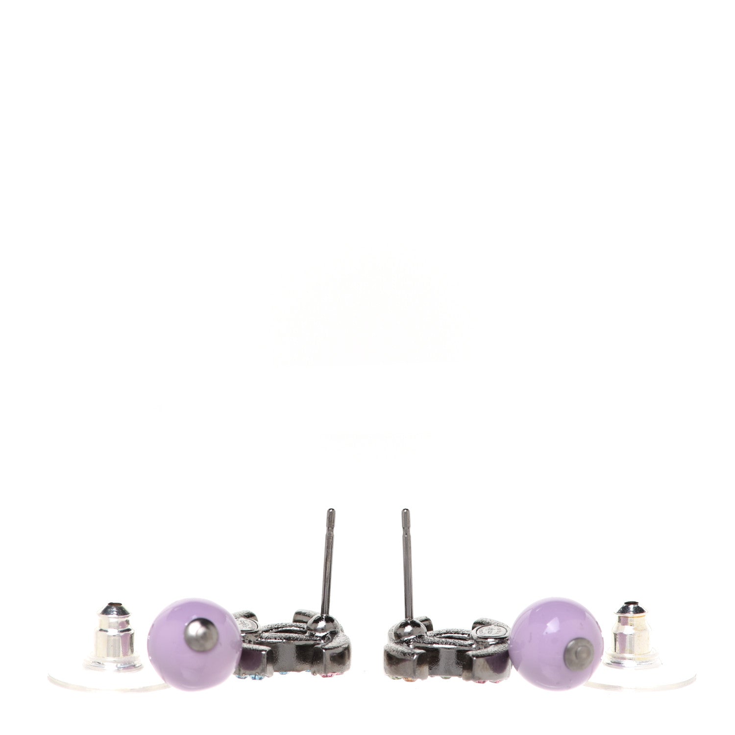 Chanel Ruthenium Crystal Bead CC Drop Earrings Multicolor 3 of 5