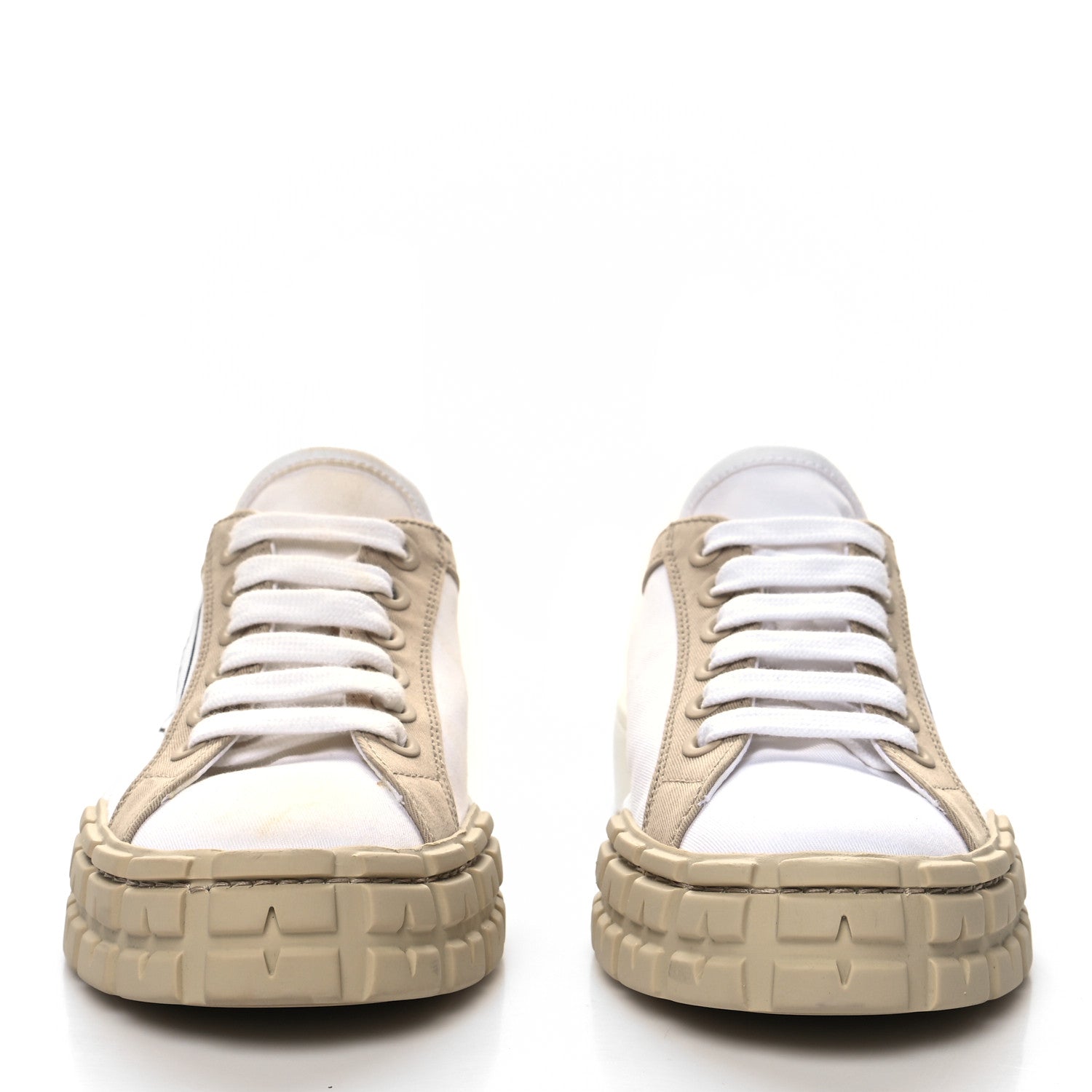 Prada Gabardine Triangle Logo Bi-Color Wheel 35mm Sneakers 37 White Corda 2 of 11
