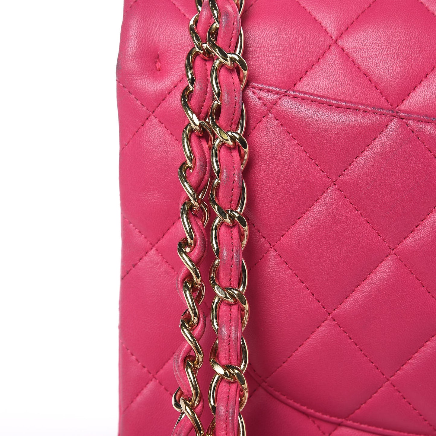 Lambskin Quilted Jumbo Double Flap Fuchsia