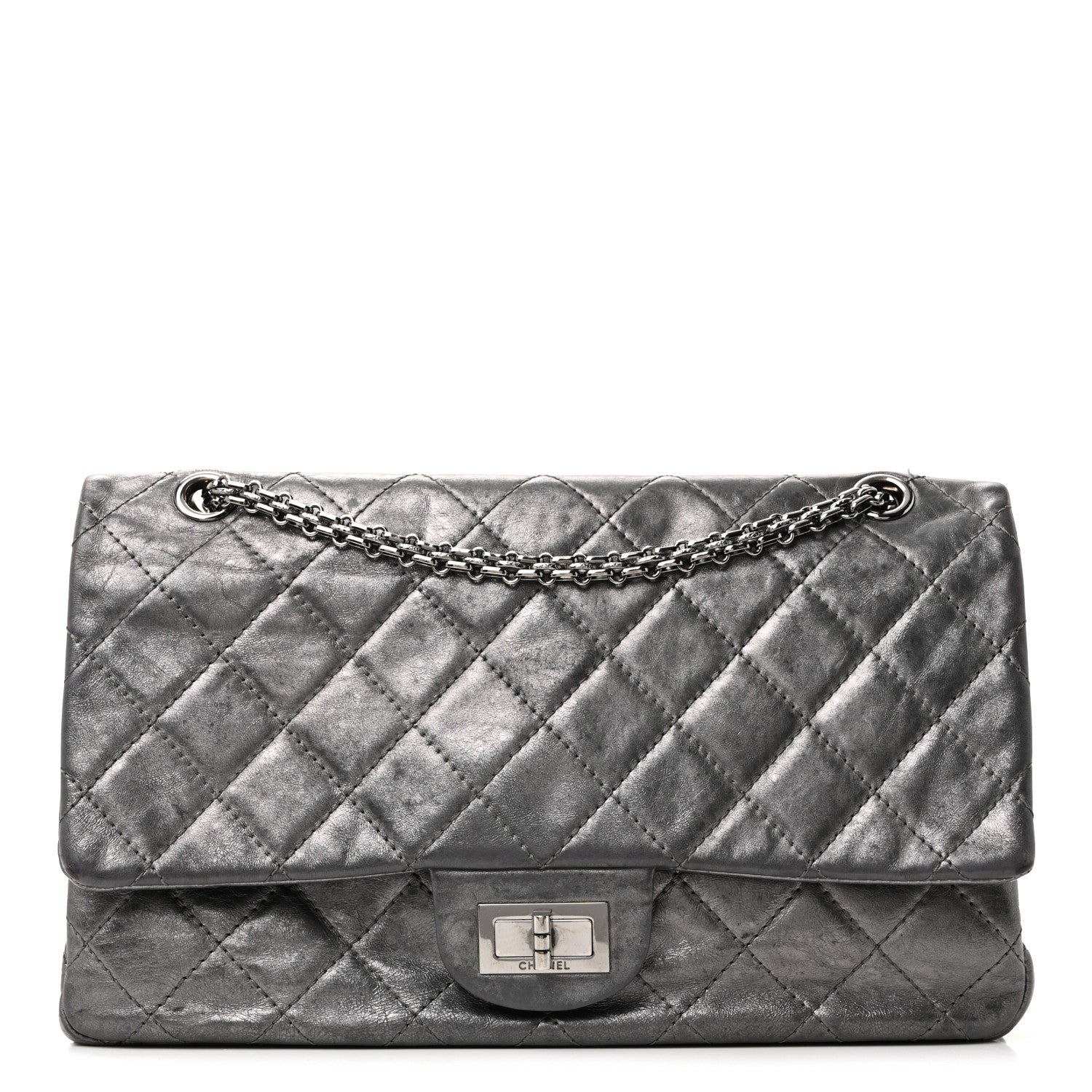 Chanel Metallic Aged Calfskin Quilted 2.55 Reissue 227 Flap Dark Silver 3 of 40
