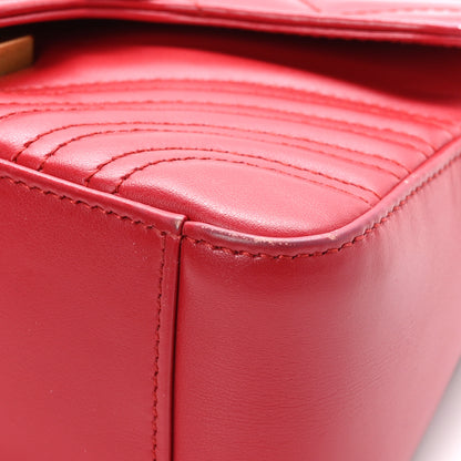 Gucci Calfskin Matelasse Mini GG Marmont Top Handle Shoulder Bag Hibiscus Red 10 of 13