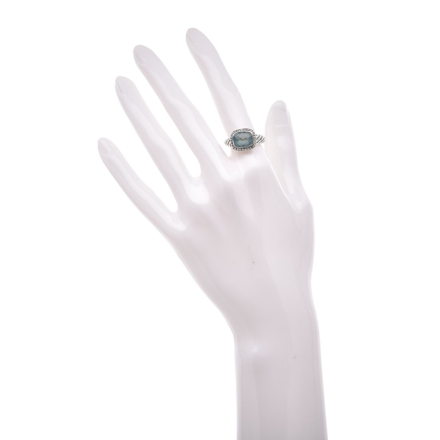 Sterling Silver Diamond Blue Topaz 10mm Noblesse Ring 54 7