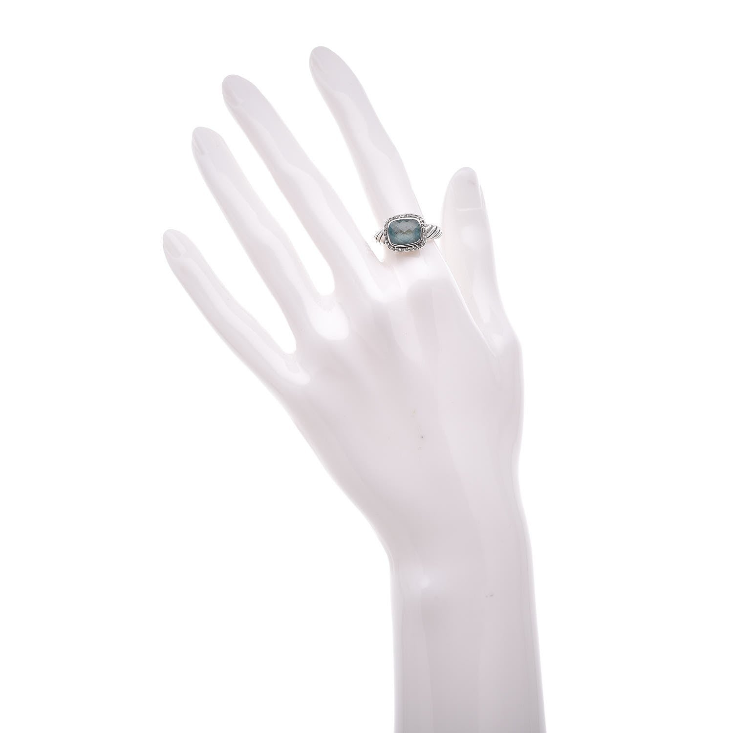 David Yurman Sterling Silver Diamond Blue Topaz 10mm Noblesse Ring 54 7 2 of 5