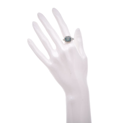 David Yurman Sterling Silver Diamond Blue Topaz 10mm Noblesse Ring 54 7 2 of 5