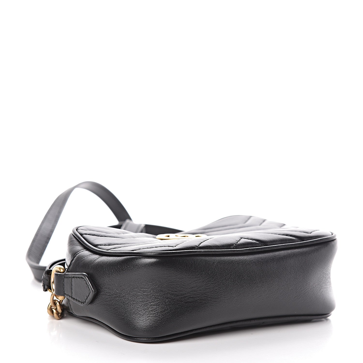 Gucci Calfskin Matelasse Mini GG Marmont Chain Shoulder Bag Black 4 of 13