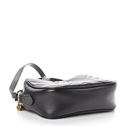 Gucci Calfskin Matelasse Mini GG Marmont Chain Shoulder Bag Black 4 of 13