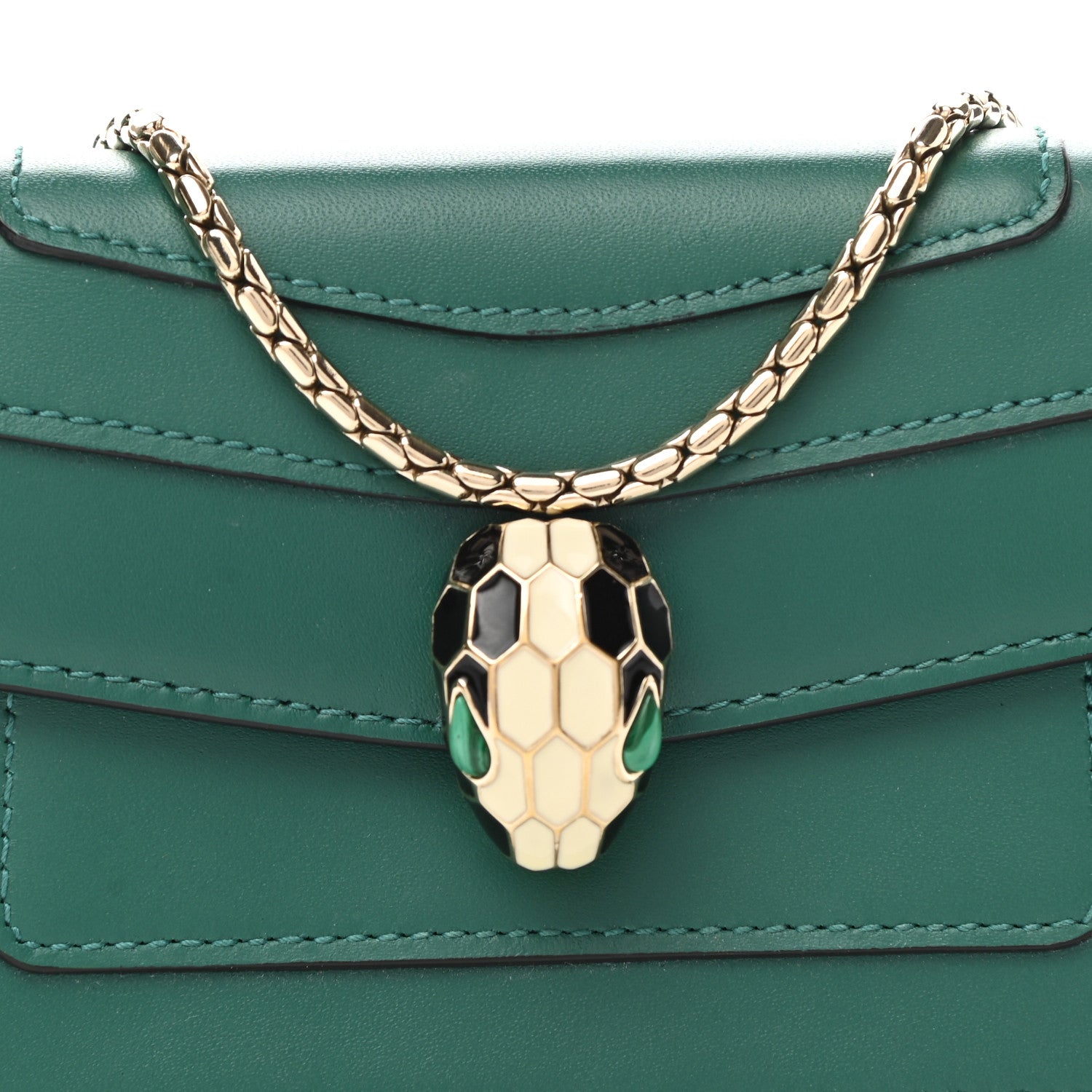 Bulgari Calfskin Mini Serpenti Forever Flap Clutch Emerald Green 6 of 6