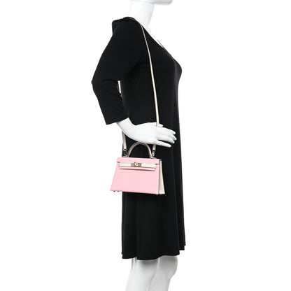 Hermes Chevre Mysore Horseshoe Mini Kelly Sellier 20 Rose Sakura Nata 2 of 11