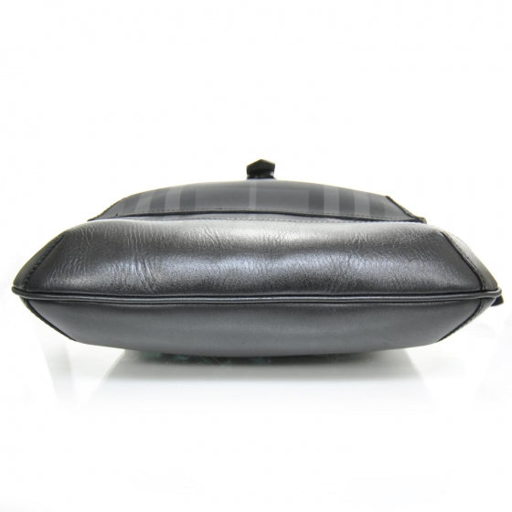 Burberry Nylon Tonal Check Messenger Bag Black 4 of 9