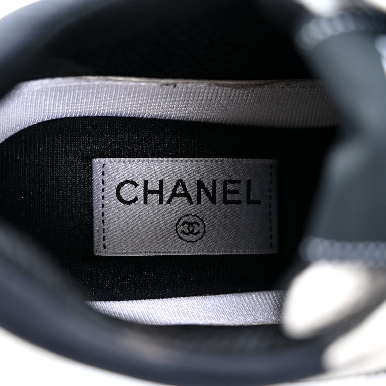 Chanel Mesh Suede Calfskin Grained Calfskin Womens CC Sneakers 38 White Black 7 of 9