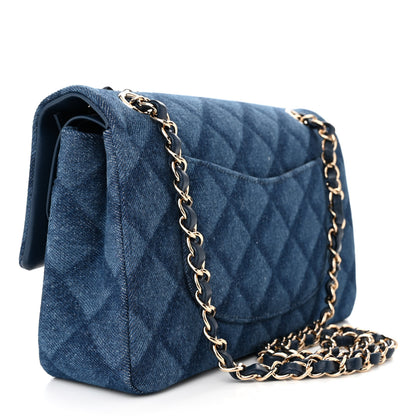 Chanel Printed Denim Quilted Medium Double Flap Dark Blue 3 of 10