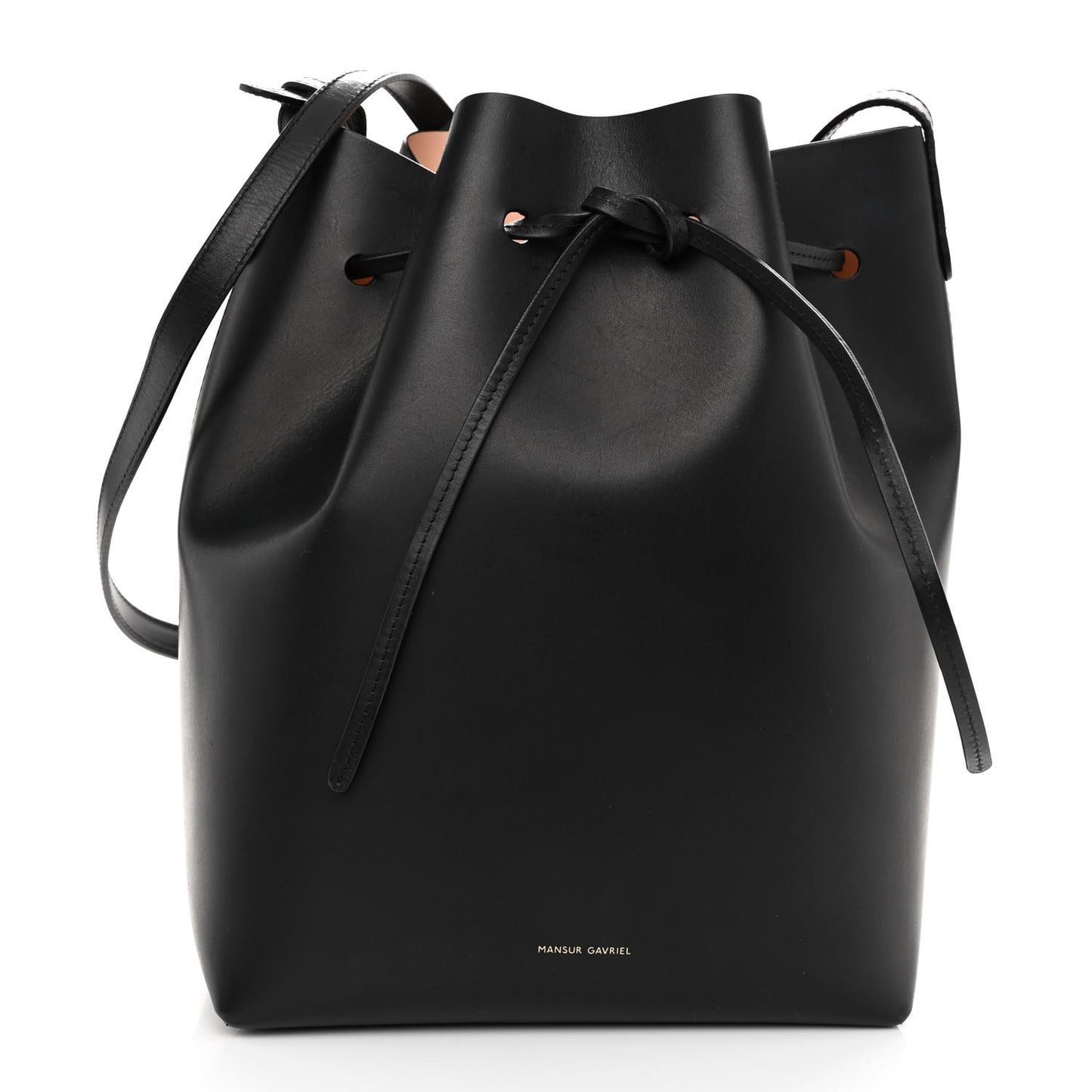 Vegetable Tanned Calfskin Bucket Bag Black Ballerina