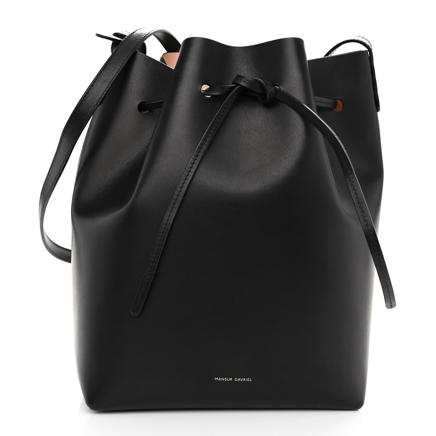 Mansur Gavriel Vegetable Tanned Calfskin Bucket Bag Black Ballerina 3 of 10