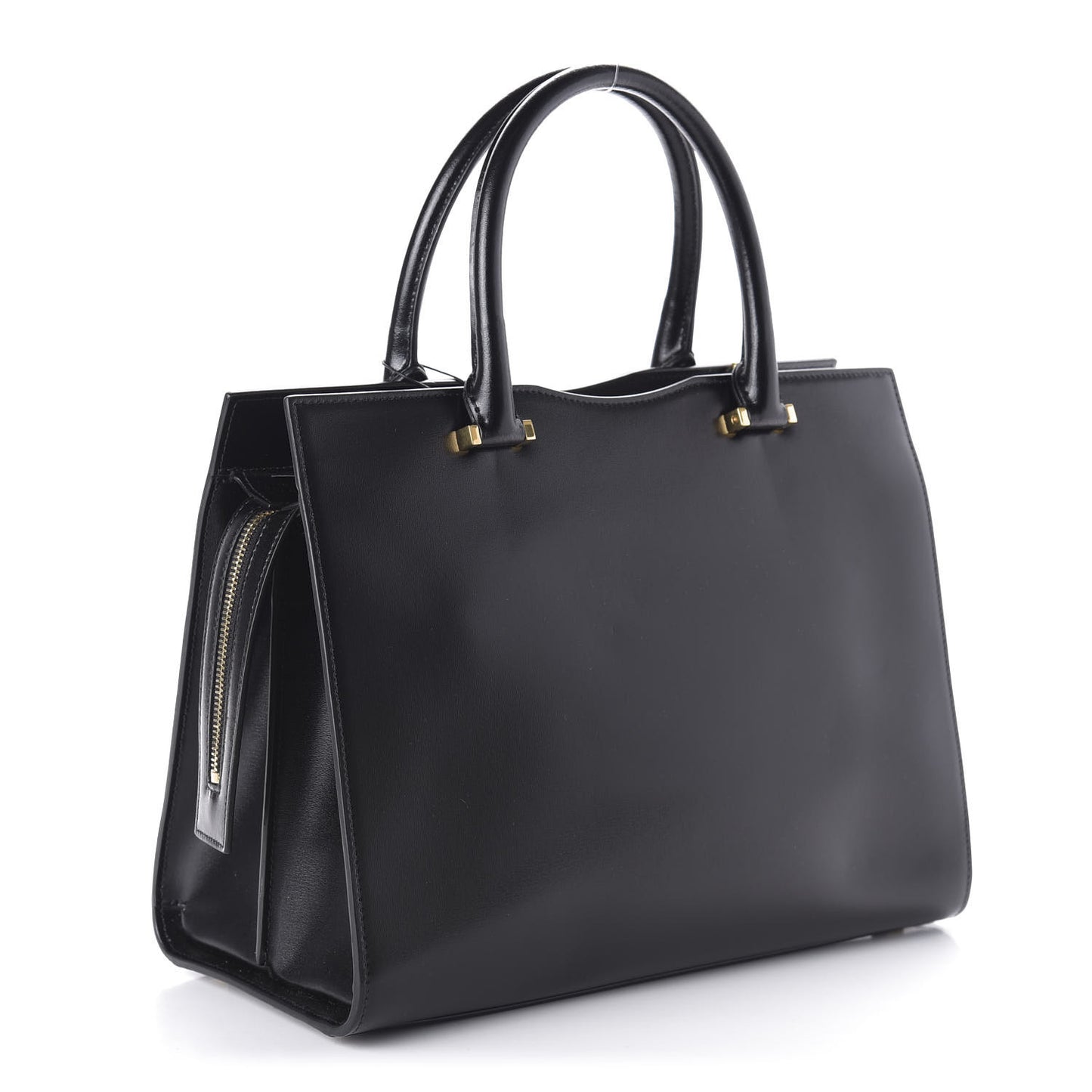 Shiny Calfskin Medium Uptown Tote Black