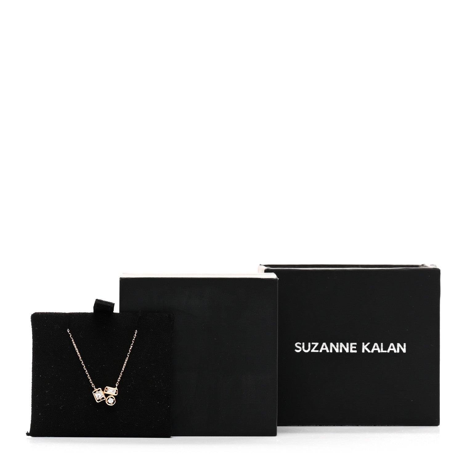 Suzanne Kalan 18K Rose Gold Diamond Mini Inlay Pendant Necklace 5 of 5