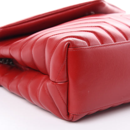 Saint Laurent Calfskin Y Quilted Monogram Medium Loulou Chain Satchel Lipstick Red 9 of 14