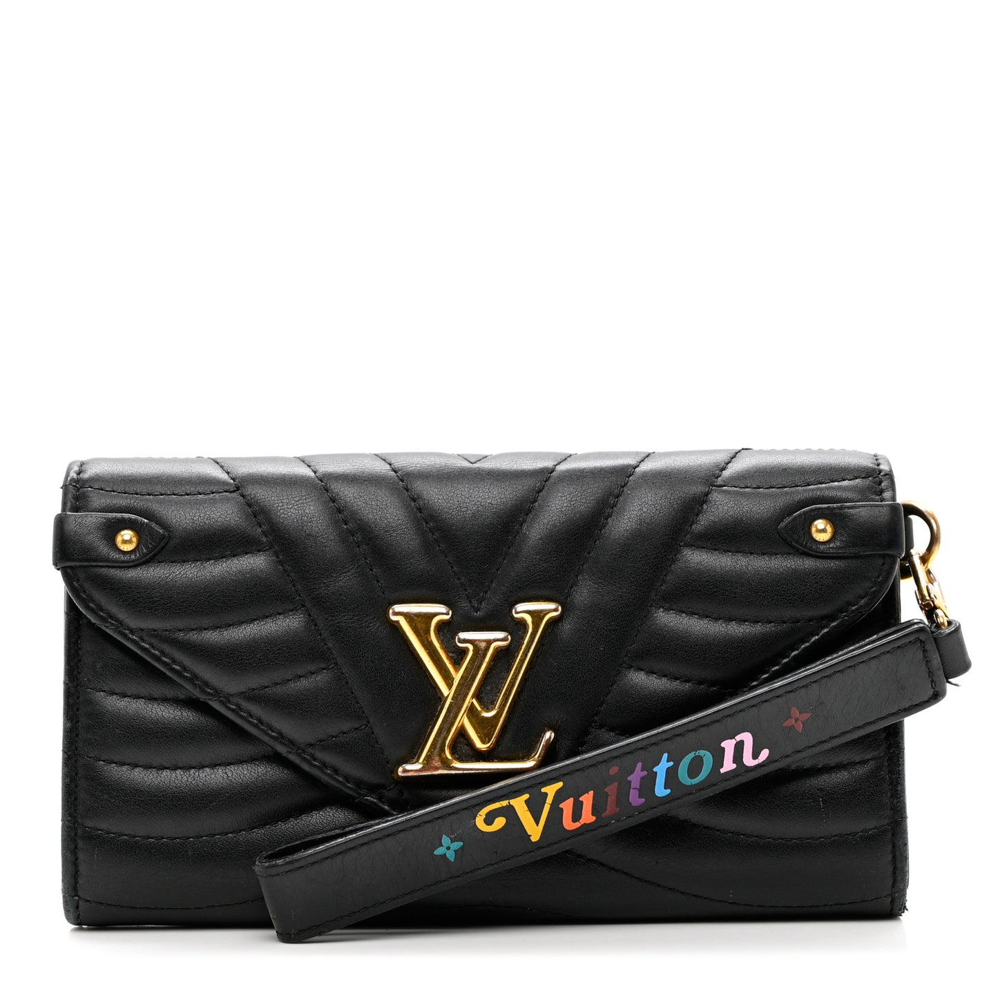 Calfskin New Wave Long Wallet Black
