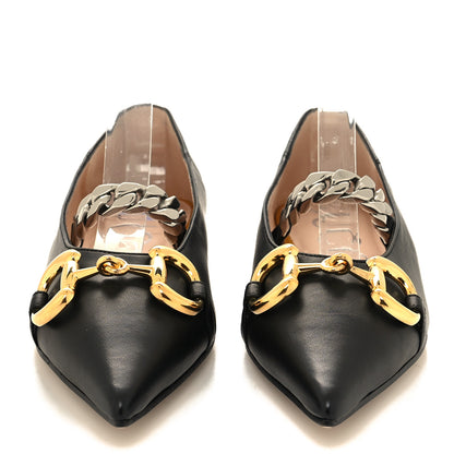 Gucci Nappa Lumiere Deva Horsebit Chain Embellished Flats 36 Black 2 of 9
