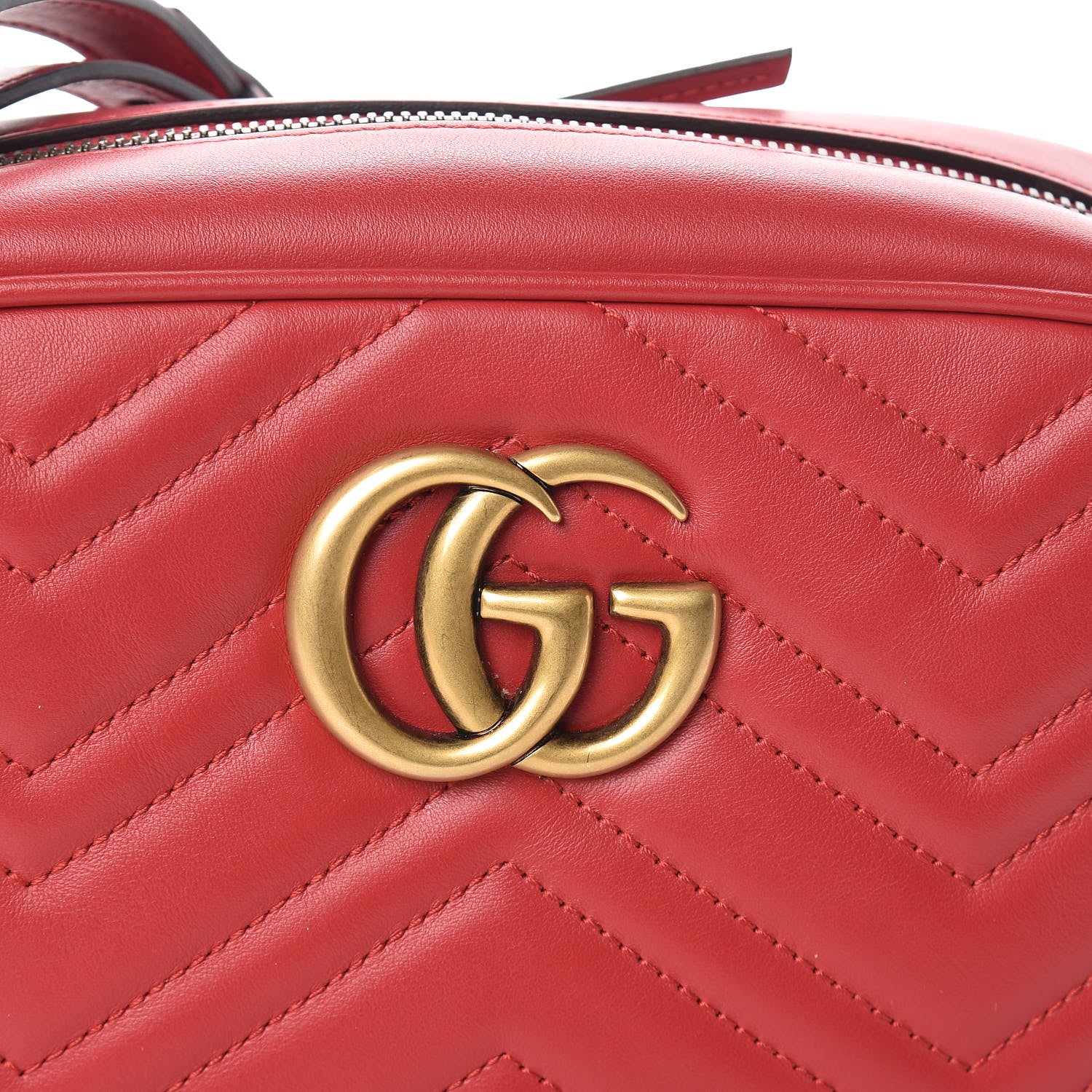 Gucci Calfskin Matelasse Small GG Marmont Chain Shoulder Bag Hibiscus Red 8 of 10